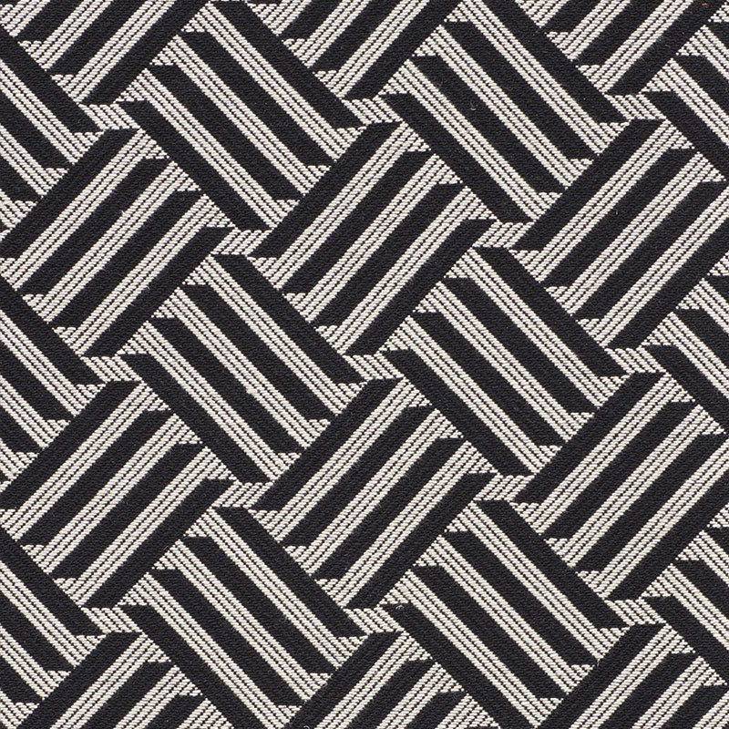 SCHUMACHER CROSS HATCH FABRIC 73451 / BLACK