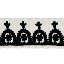 Load image into Gallery viewer, Schumacher Noelia Embroidered Tape Trim 74155 / Black On Ivory