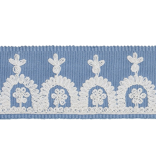 Schumacher Noelia Embroidered Tape Trim 74157 / Chambray
