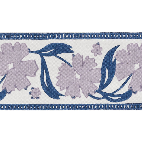Schumacher Adra Hand Blocked Tape Trim 74401 / Lilac & Blue