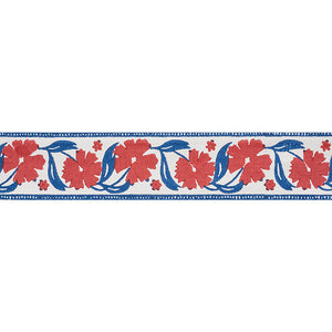 Schumacher Adra Hand Blocked Tape Trim 74402 / Red & Blue