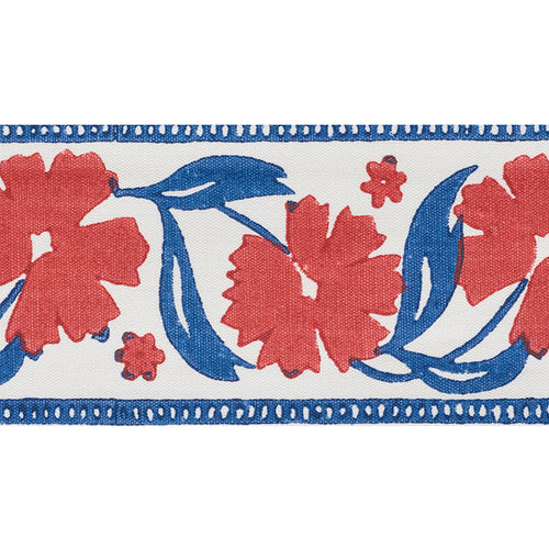 Schumacher Adra Hand Blocked Tape Trim 74402 / Red & Blue