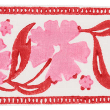 Load image into Gallery viewer, Schumacher Adra Hand Blocked Tape Trim 74403 / Pink &amp; Red