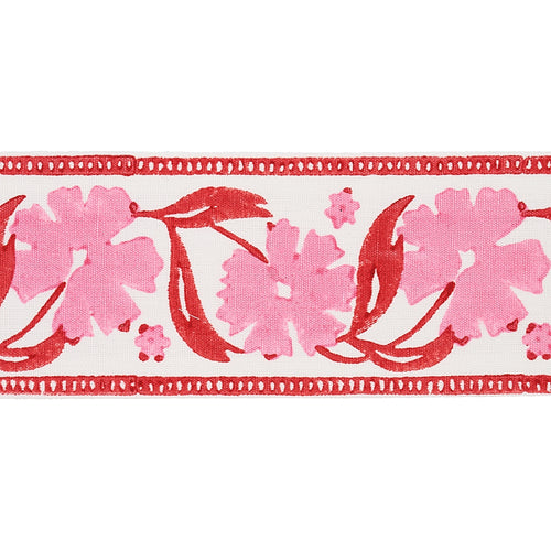 Schumacher Adra Hand Blocked Tape Trim 74403 / Pink & Red