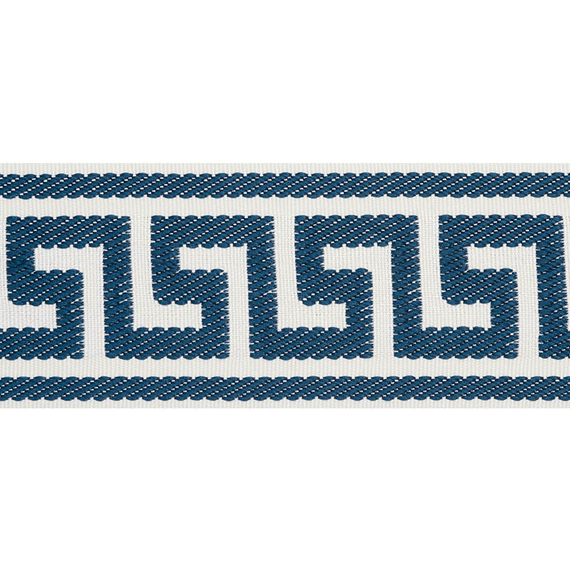 Schumacher Etienne Silk Greek Key Trim 74706 / Navy