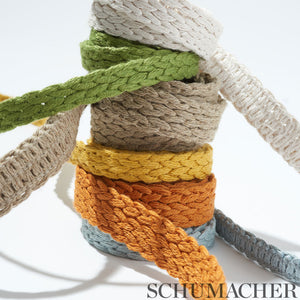 Schumacher Braided Linen Tape Narrow Trim 76270 / Sky
