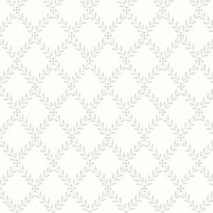 Schumacher Trellis Leaves Wallpaper 7670 / Grey