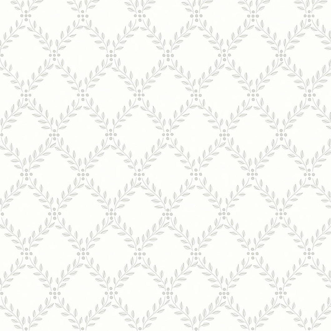 Schumacher Trellis Leaves Wallpaper 7670 / Grey