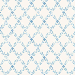 Schumacher Trellis Leaves Wallpaper 7672 / Blue