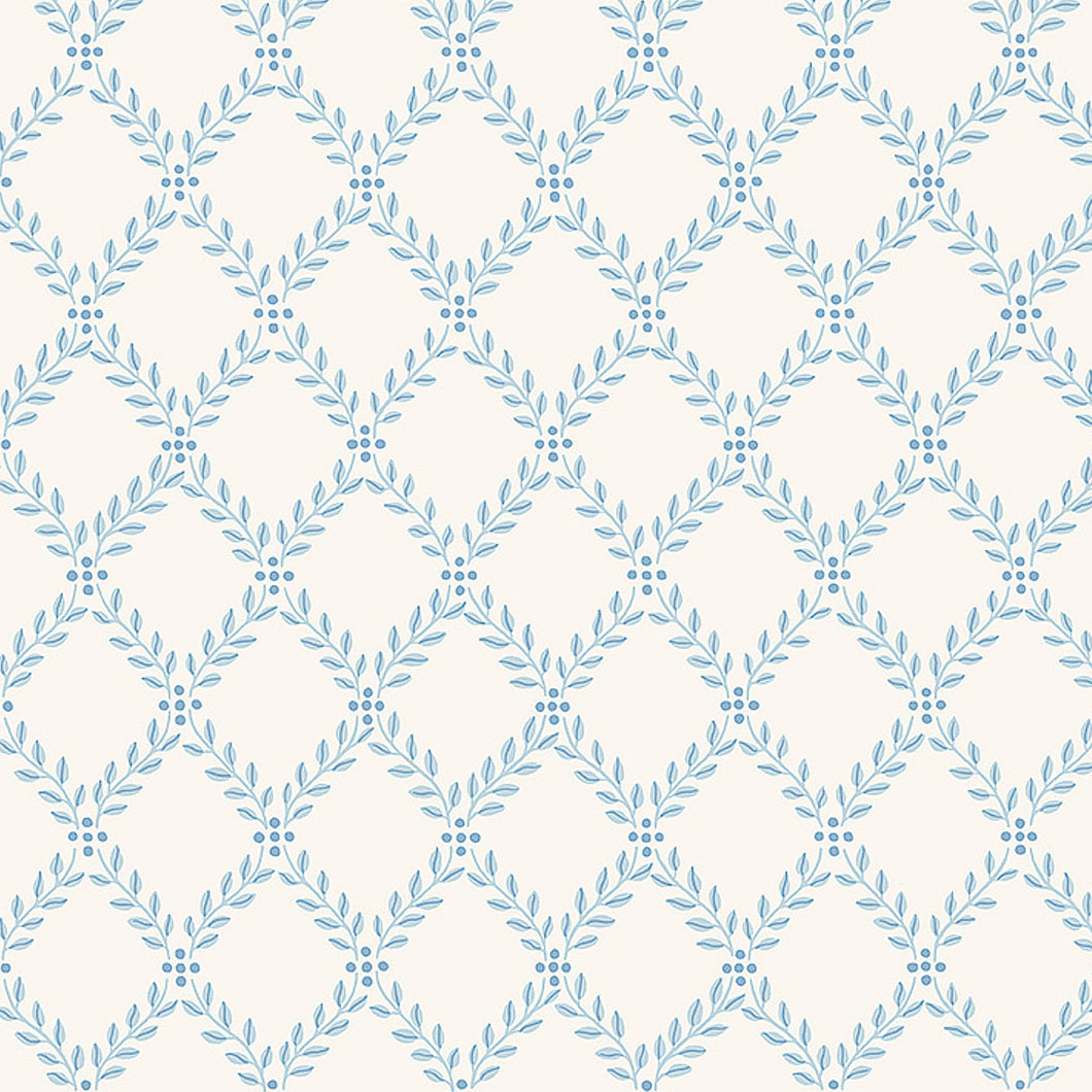 Schumacher Trellis Leaves Wallpaper 7672 / Blue