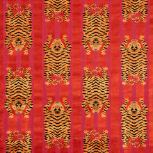 Load image into Gallery viewer, SCHUMACHER JOKHANG TIGER VELVET FABRIC 77231 / RED &amp; PINK
