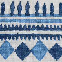 Load image into Gallery viewer, Schumacher Toula Hand Blocked Linen Tape Trim 77330 / Blues