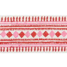 Load image into Gallery viewer, Schumacher Toula Hand Blocked Linen Tape Trim 77331 / Red &amp; Pink
