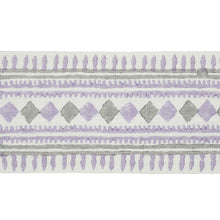 Load image into Gallery viewer, Schumacher Toula Hand Blocked Linen Tape Trim 77332 / Lilac &amp; Grey