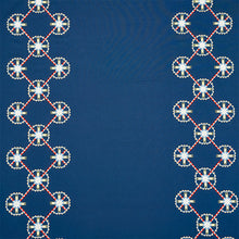 Load image into Gallery viewer, SCHUMACHER CHAMIZAL EMBROIDERY FABRIC 77601 / BLUE &amp; RED