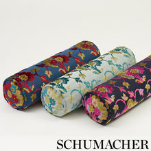 Load image into Gallery viewer, SCHUMACHER JENNIE VELVET FABRIC 77740 / MIDNIGHT &amp; MAGENTA
