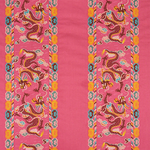 SCHUMACHER LOTAN DRAGON EMBROIDERY FABRIC 78092 / PINK