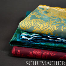 Load image into Gallery viewer, SCHUMACHER RUAN DRAGON DAMASK FABRIC 78102 / GOLD