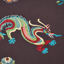 Load image into Gallery viewer, SCHUMACHER HANLUN DRAGON EMBROIDERY FABRIC 78113 / CHARCOAL