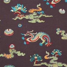 Load image into Gallery viewer, SCHUMACHER HANLUN DRAGON EMBROIDERY FABRIC 78113 / CHARCOAL