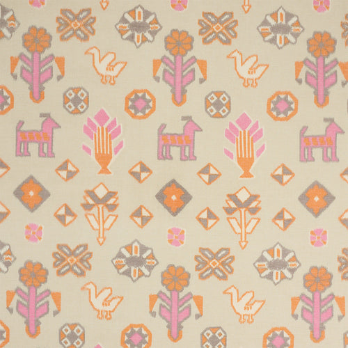 SCHUMACHER CHUSKA WARP PRINT FABRIC 78142 / PINK & ORANGE