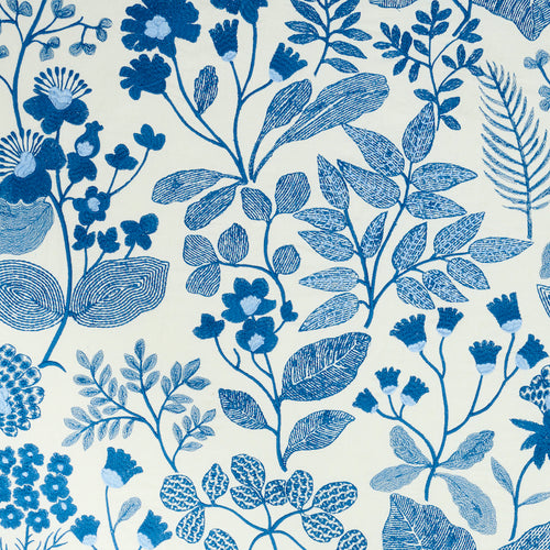 SCHUMACHER EMALINE EMBROIDERY FABRIC 78311 / BLUE