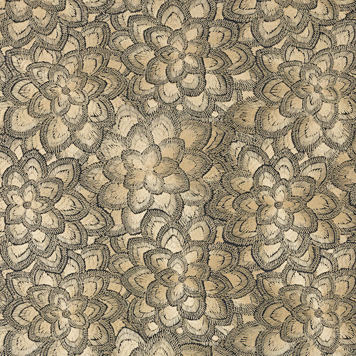SCHUMACHER LOTUS EMBROIDERY FABRIC 78340 / GOLD