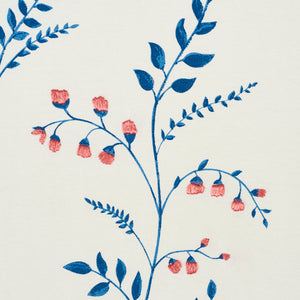 SCHUMACHER CYNTHIA EMBROIDERED PRINT FABRIC 78350 / BLUE