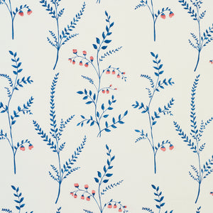 SCHUMACHER CYNTHIA EMBROIDERED PRINT FABRIC 78350 / BLUE
