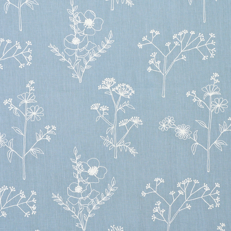 SCHUMACHER LISBETH EMBROIDERY FABRIC 78360 / BLUE