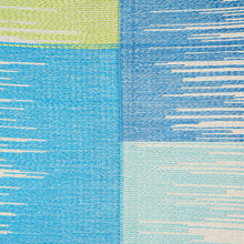 Load image into Gallery viewer, Schumacher Sunburst Stripe Embroidery Fabric 78401 / Blue &amp; Lime
