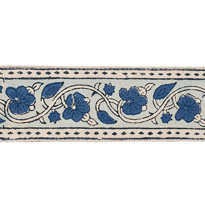 Schumacher Mila Hand Block Print Tape Trim 78591 / Blue