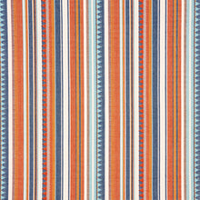 Load image into Gallery viewer, SCHUMACHER ZUNI STRIPE FABRIC 78730 / BLUE &amp; ORANGE