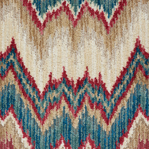 SCHUMACHER BEZIQUE FLAMESTITCH VELVET FABRIC 78790 / RED & PEACOCK