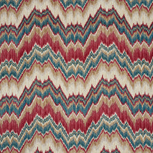 Load image into Gallery viewer, SCHUMACHER BEZIQUE FLAMESTITCH VELVET FABRIC 78790 / RED &amp; PEACOCK