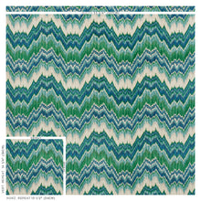 Load image into Gallery viewer, SCHUMACHER BEZIQUE FLAMESTITCH VELVET FABRIC 78791 / BLUE &amp; GREEN