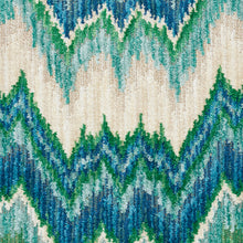 Load image into Gallery viewer, SCHUMACHER BEZIQUE FLAMESTITCH VELVET FABRIC 78791 / BLUE &amp; GREEN