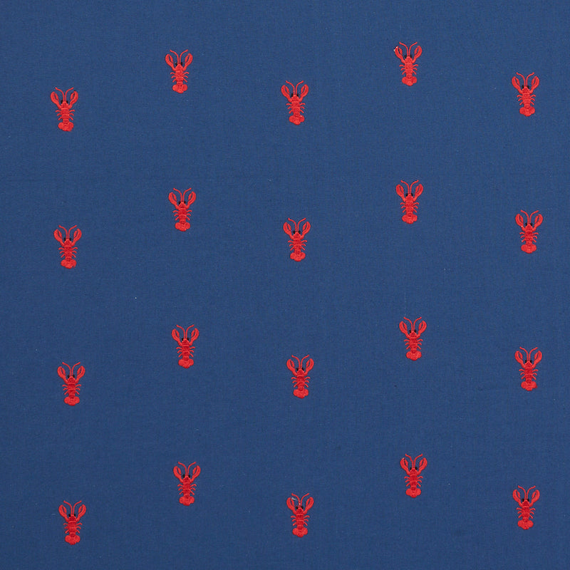 SCHUMACHER LOBSTER EMBROIDERY FABRIC 78800 / NAVY