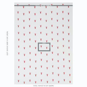 SCHUMACHER LOBSTER EMBROIDERY FABRIC 78801 / WHITE