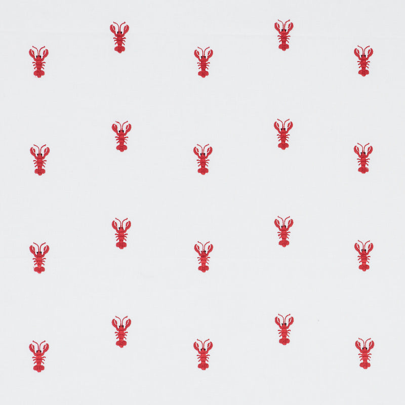 SCHUMACHER LOBSTER EMBROIDERY FABRIC 78801 / WHITE