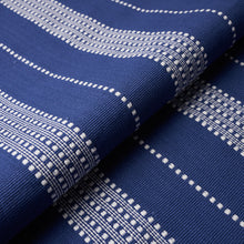 Load image into Gallery viewer, SCHUMACHER LUBECK STRIPE FABRIC 79097 / IVORY ON BLUE