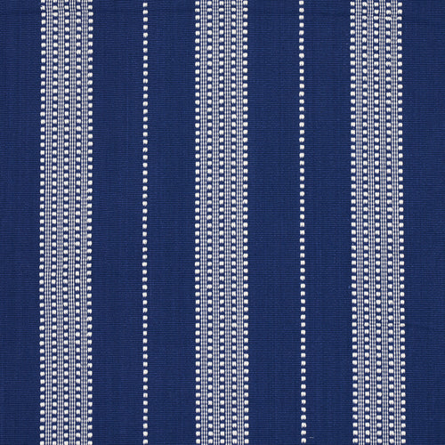 SCHUMACHER LUBECK STRIPE FABRIC 79097 / IVORY ON BLUE