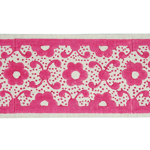 Schumacher Brinda Hand Blocked Tape Trim 79122 / Pink
