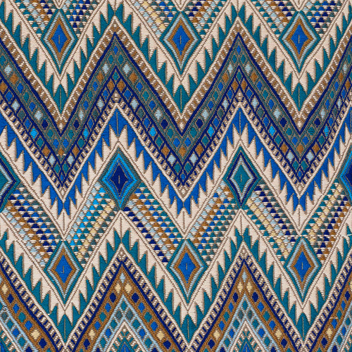 SCHUMACHER COYOLATE HAND WOVEN BROCADE FABRIC 79240 / OCEAN