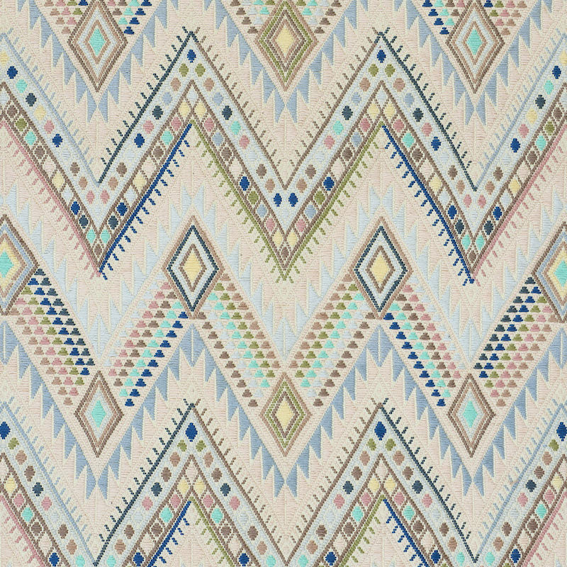 SCHUMACHER COYOLATE HAND WOVEN BROCADE FABRIC 79242 / ARCTIC