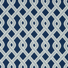 Load image into Gallery viewer, SCHUMACHER CLEO TRELLIS INDOOR/OUTDOOR FABRIC 79570 / BLUE
