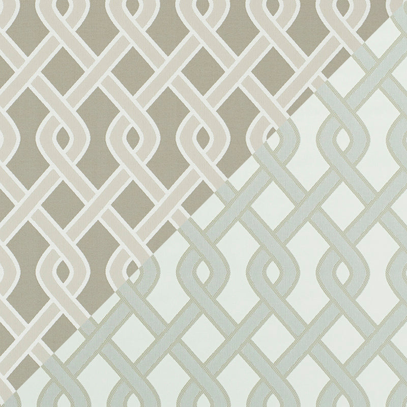 SCHUMACHER CLEO TRELLIS INDOOR/OUTDOOR FABRIC 79572 / NEUTRAL