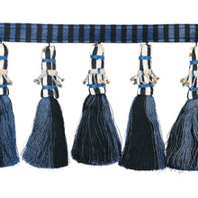 Load image into Gallery viewer, Schumacher Antony Tassel Trim 79600 / Blue &amp; Black