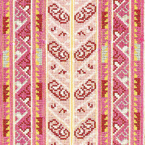 Schumacher Vinka Embroidery Fabric 79622 / Pink & Yellow