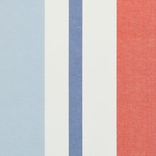 Load image into Gallery viewer, SCHUMACHER LOLLAND LINEN STRIPE FABRIC 79662 / SKY &amp; CORAL